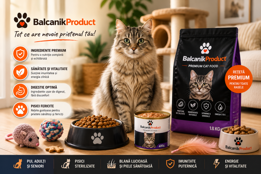 hrană pentru pisici cu vitamine și minerale, hrană pentru pisici indoor, hrană pentru pisici outdoor, hrană premium pentru feline, hrană pentru pisici cu ingrediente atent selecționate, hrană pentru pisici cu aport nutritiv complet, hrană pentru pisici fără aditivi artificiali